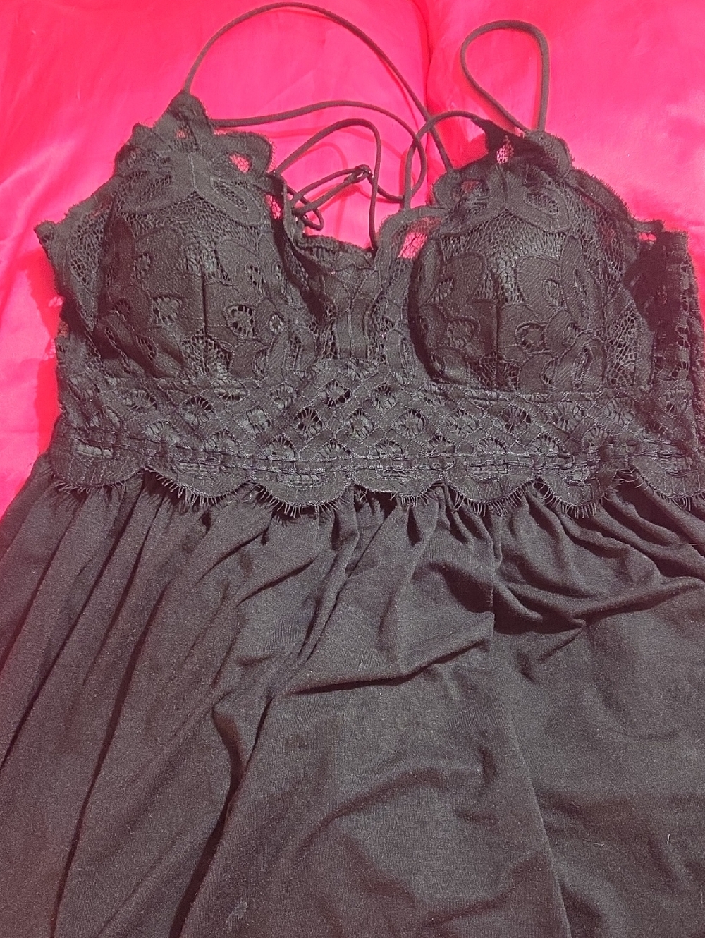 Black Lace Babydoll Top